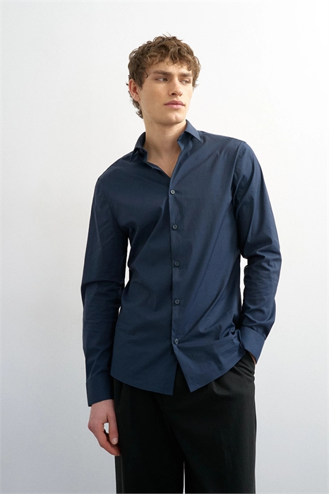 Рубашка с длинным рукавом, приталенного кроя, из эластичной ткани для торжественных случаев артикул 153890481