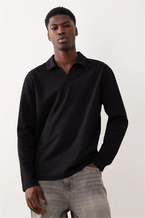 Полурубашка с длинным рукавом свободного кроя из плотной ткани артикул 152898880