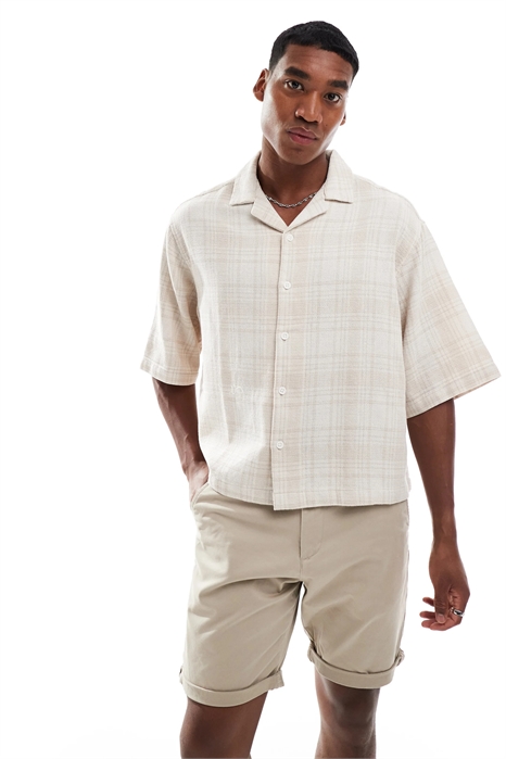 Рубашка свободного кроя с узором «корзинка» артикул 141636936