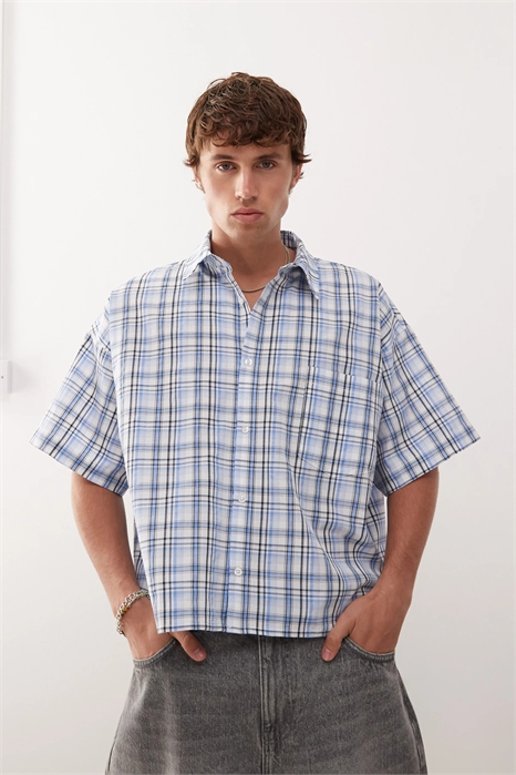 Рубашка прямого кроя с короткими рукавами артикул 149079547