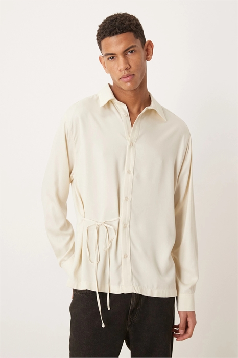 Рубашка свободного кроя с акцентом в виде галстука артикул 153712203