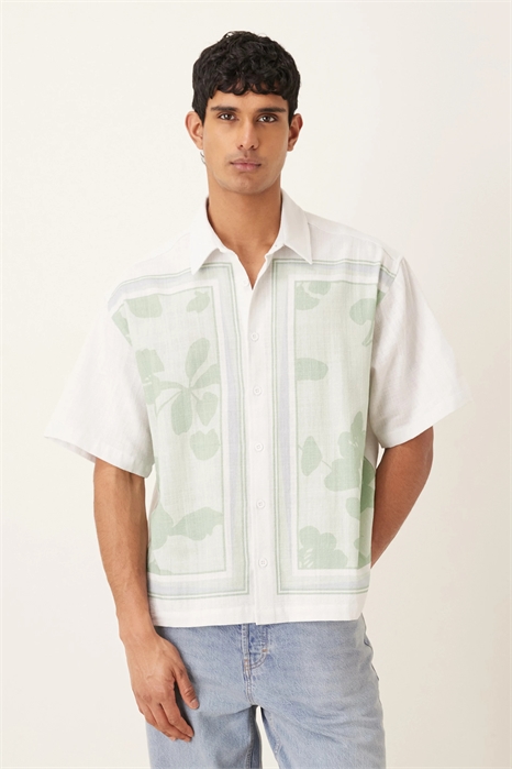 Рубашка свободного кроя с цветочным принтом артикул 155476029