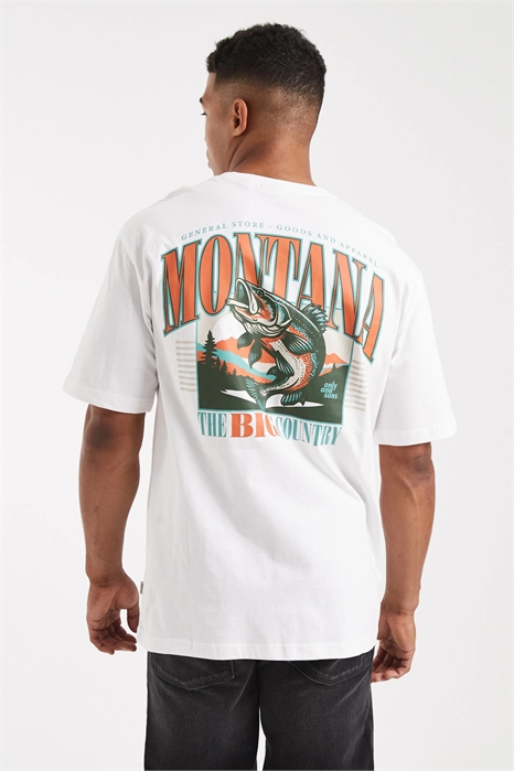 Футболка свободного кроя с принтом «Монтана» на спине артикул 151105396