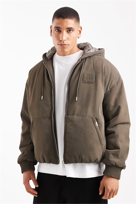 Куртка с капюшоном и тисненым подолом артикул 152149664