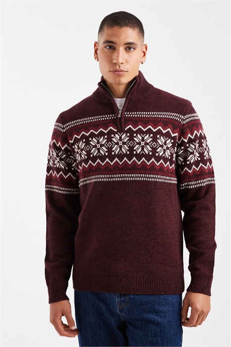 Свитер с принтом «фэйр-айл» и застежкой-молнией на 1/4 длины артикул 151529647