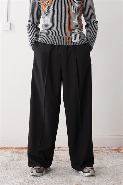 Широкие брюки классического кроя с эластичным поясом артикул 149293289