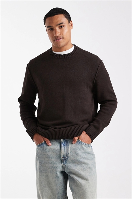 Свитер из трикотажа с круглым вырезом в стиле «дистресс» артикул 151105103