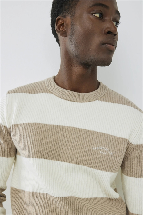 Свитер с ребристой отделкой и полосками, облегающего кроя артикул 152716695