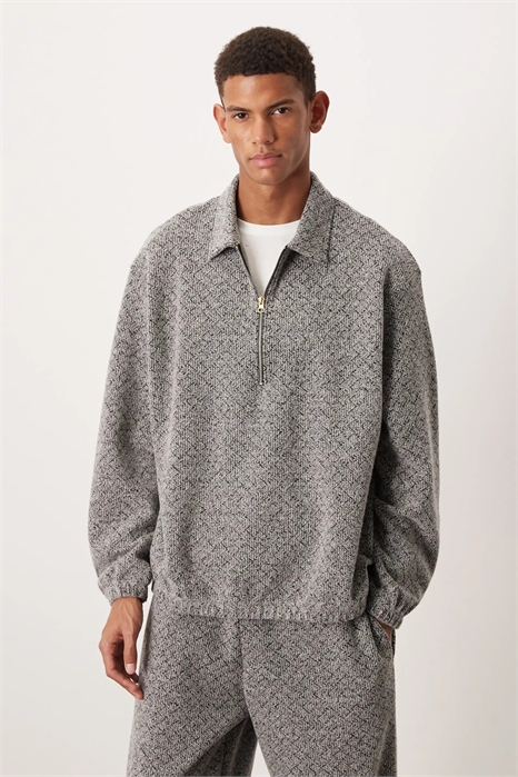 Свободный крой с заниженными плечами и четвертью молнии co-ord артикул 150176585