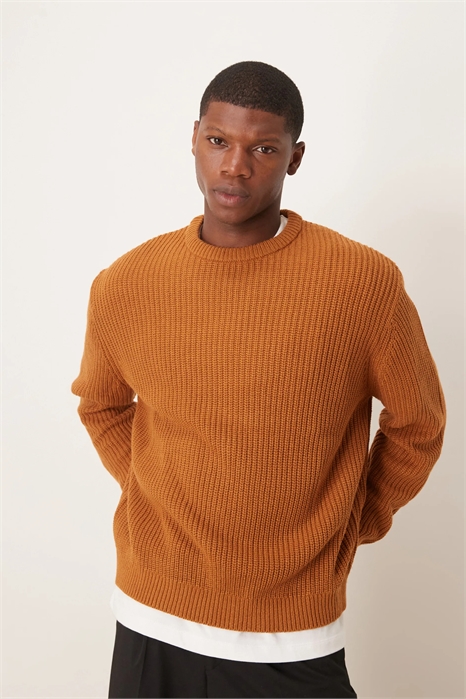 Свитер из трикотажа с узором «рыбацкая резинка» свободного кроя артикул 133794280