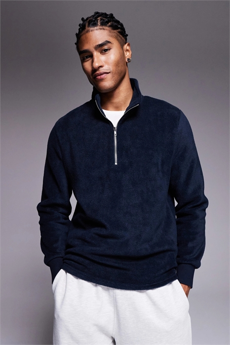 Флисовая кофта с четвертью молнии и воротником-воронкой артикул 146924982