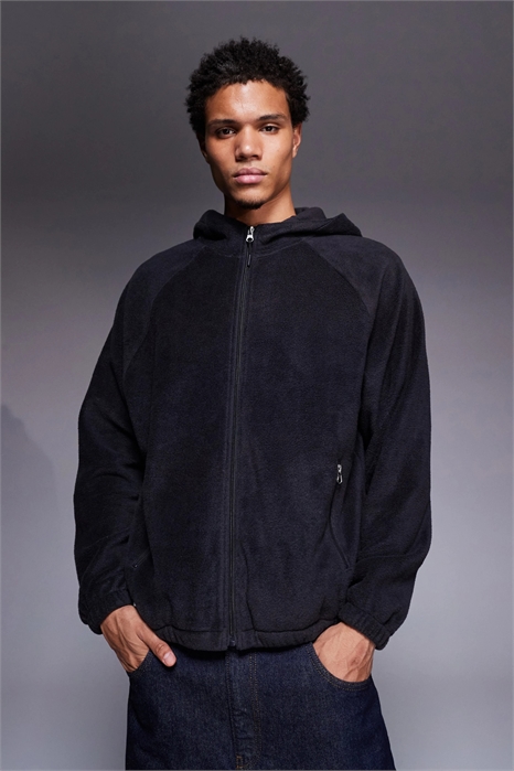 Свободная толстовка из флиса с капюшоном и воротником-воронкой на молнии артикул 146925319