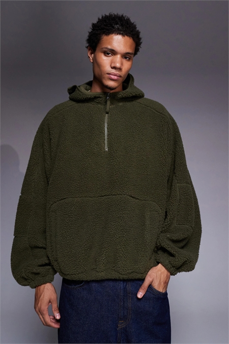 Худи с воротником-воронкой и застежкой-молнией на четверть длины, в стиле «экстремальный оверсайз» артикул 146925171