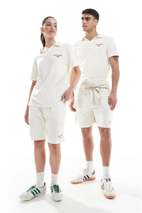 Спортивные шорты из легкой хлопковой махровой ткани с небольшим логотипом артикул 141104764