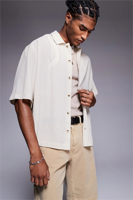 Рубашка свободного кроя с текстурированной поверхностью артикул 142435454