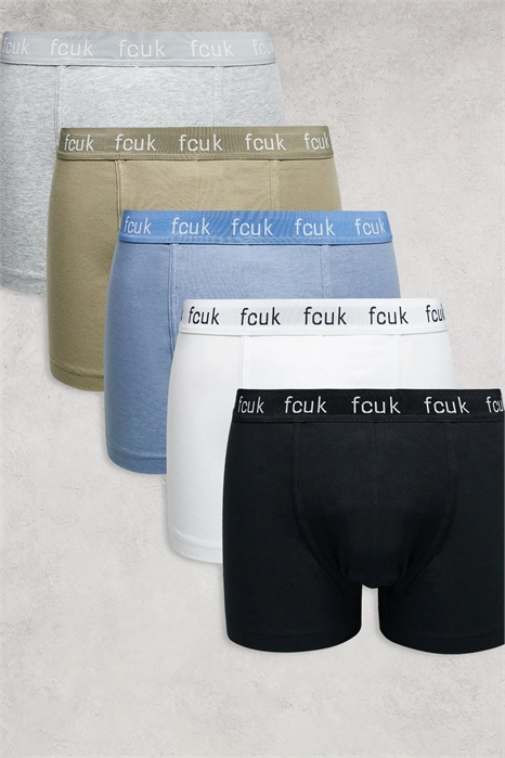 Набор из 5 хлопковых боксеров FCUK с эластичной резинкой артикул 150241631
