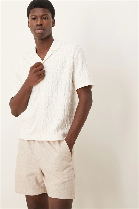 Трикотажная курортная рубашка-поло с короткими рукавами и застежкой на пуговицы артикул 141272043