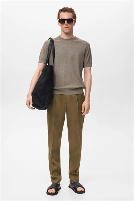 Брюки из льна приталенного кроя артикул 150834289