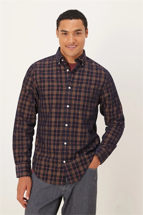 Рубашка из вельвета в клетку с прямым кроем артикул 148881592