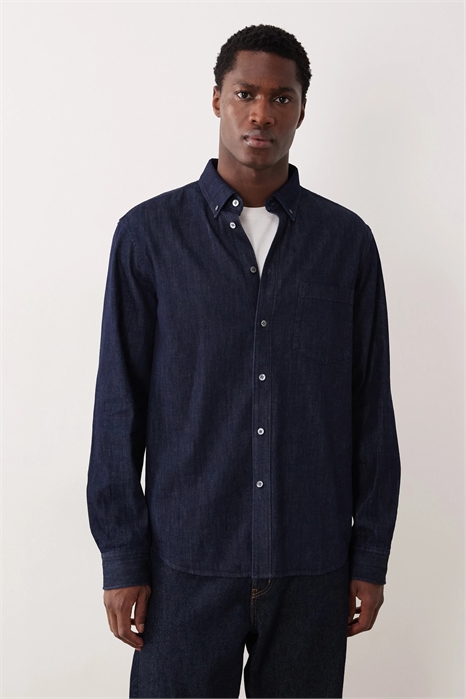 Рубашка из джинсовой ткани с воротником на пуговицах артикул 147791308