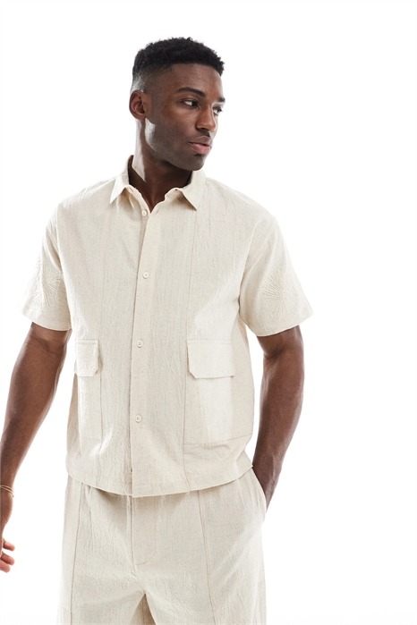 Рубашка прямого кроя из льна с вышивкой «корнелли» co-ord артикул 141006114