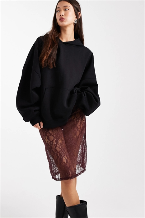 Юбка средней длины из прозрачного кружева артикул 151528851