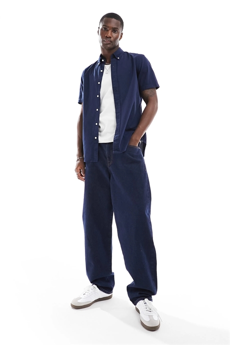 Рубашка с логотипом и короткими рукавами из ткани «сирсакер» артикул 133885789