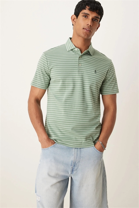 Поло с логотипом и полоской из хлопка Пима артикул 143753648