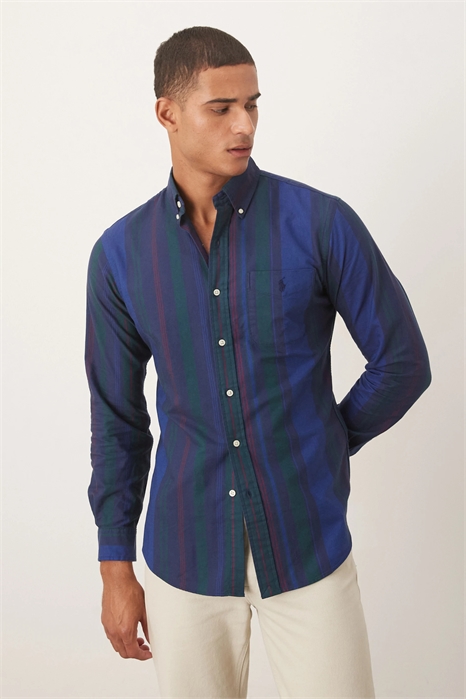 Рубашка с длинными рукавами в полоску артикул 148251623
