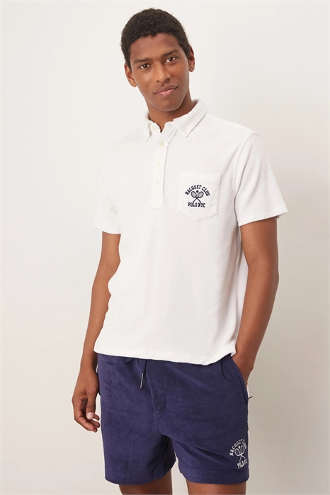 Поло из хлопковой махровой ткани с логотипом Race, классический крой артикул 143753650