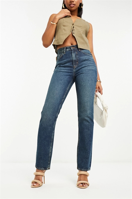 Джинсы средней посадки прямого кроя артикул 132264527