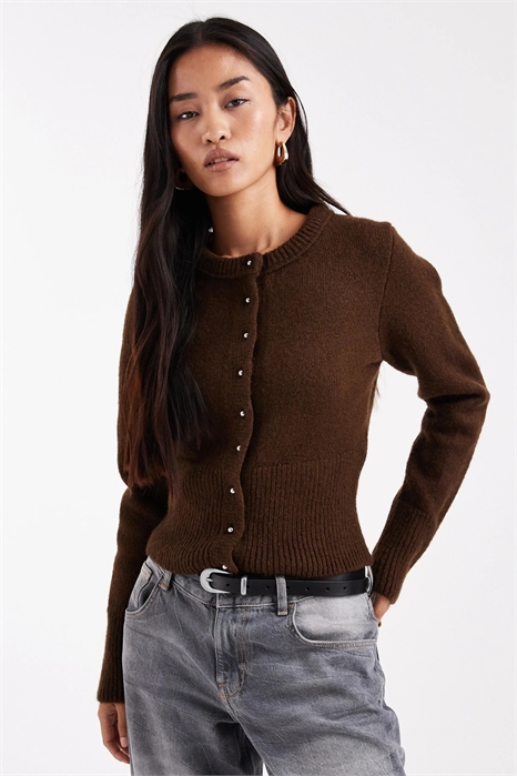 Пушистый вязаный кардиган с облегающим кроем артикул 151785323