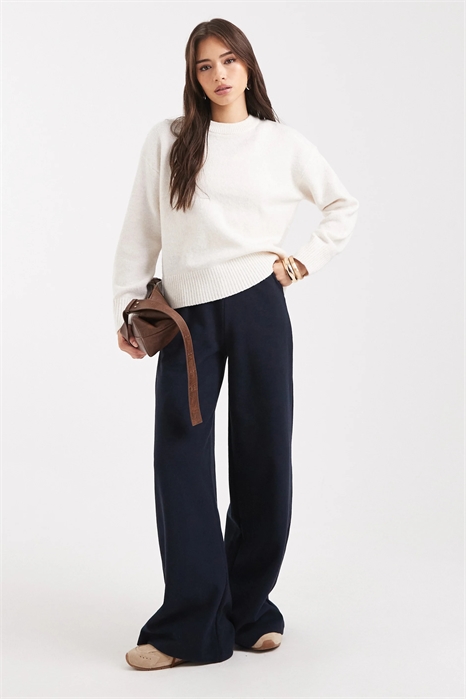 Брюки с мягкой ребристой отделкой и широкими брючинами артикул 143441222