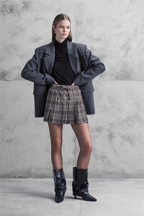 Мини-юбка в складку с высокой талией артикул 151744715