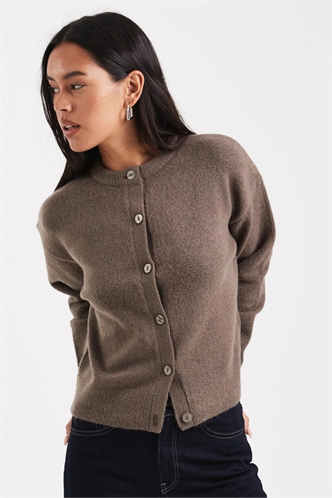 Кардиган с круглым вырезом и пуговицами артикул 147693997