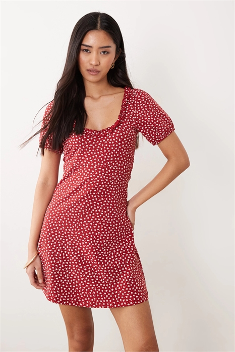 Платье в стиле «домохозяйка» с рюшами и принтом в мелкий цветочек артикул 152831702