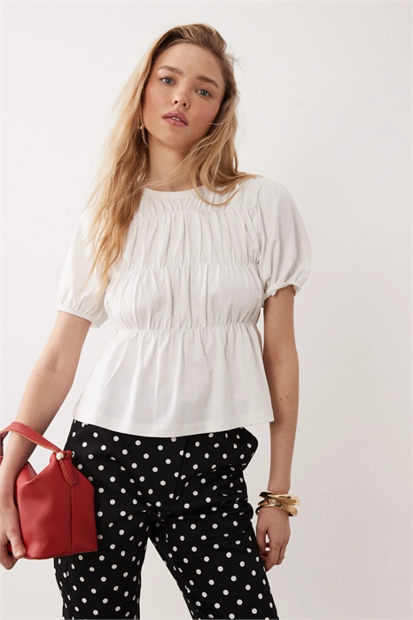 Топ с пеплумом и сборками артикул 152428860