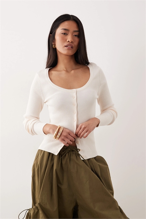 Кардиган с широким вырезом из смешанной хлопчатобумажной ткани артикул 153247477