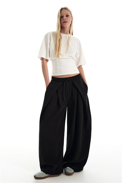 Брюки с широкими брючинами с эффектом неопрена и фиксаторами артикул 156594728