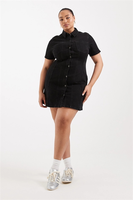 ASOS DESIGN: облегающее мини-платье-рубашка из джинсовой ткани для полных артикул 154269326