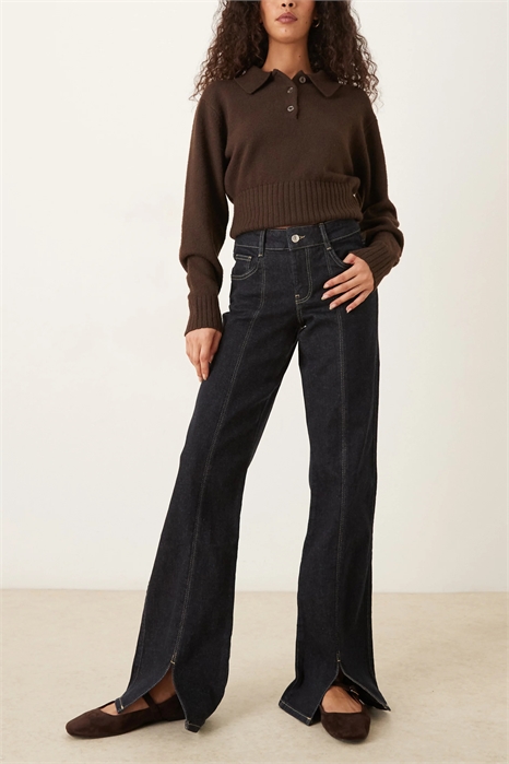 Джинсы с заниженной талией и разрезом спереди артикул 151526273