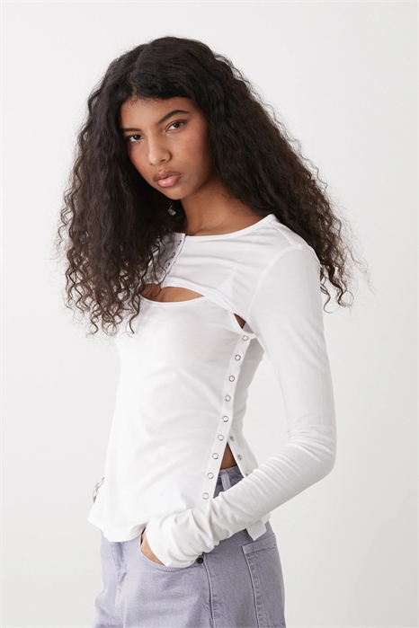 Топ с длинными рукавами и элементами в стиле болеро артикул 154328766