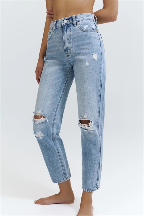 Джинсы с зауженным кроем артикул 155588487