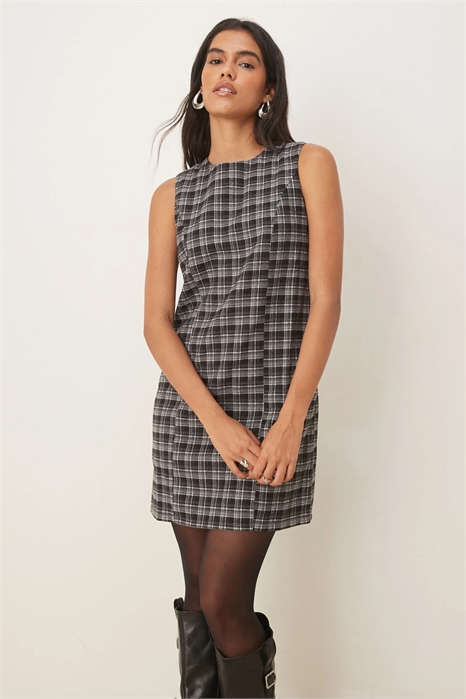 Мини-платье без рукавов с клетчатым принтом артикул 149323254