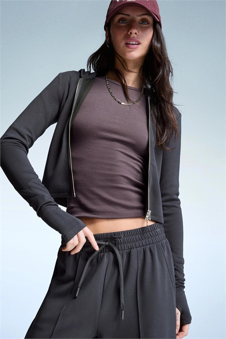 Худи на молнии из смесовой ткани артикул 152326468