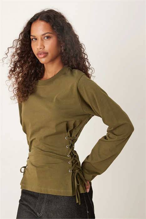 Футболка с длинными рукавами и шнуровкой по бокам от ASOS DESIGN артикул 151860300