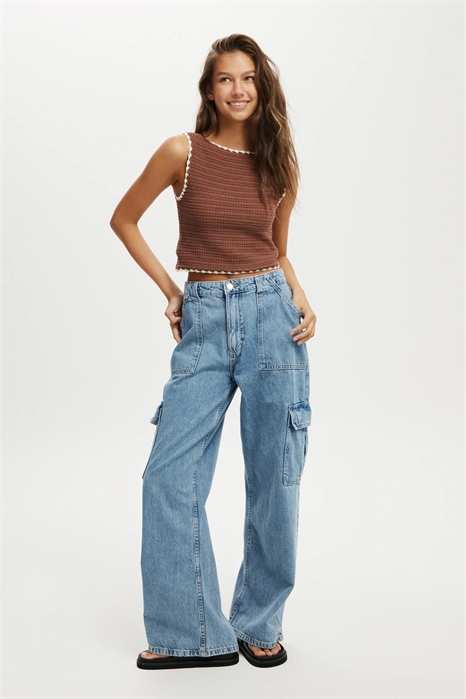 Джинсы-карго свободного кроя артикул 148685539