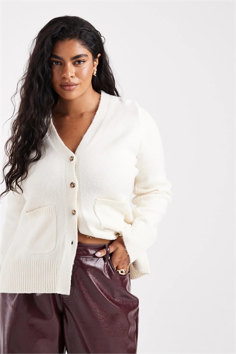 ASOS DESIGN Кардиган с завышенной талией, V-образным вырезом и карманами артикул 141826203