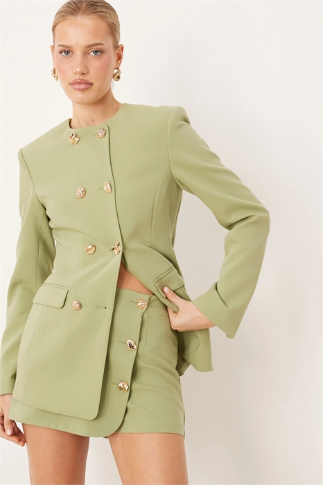 Юбка-шорты с запахом, с золотыми пуговицами артикул 149276235