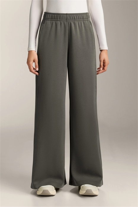 Прямые брюки с широкими брючинами, боковыми резинками и из матового модала артикул 155393269